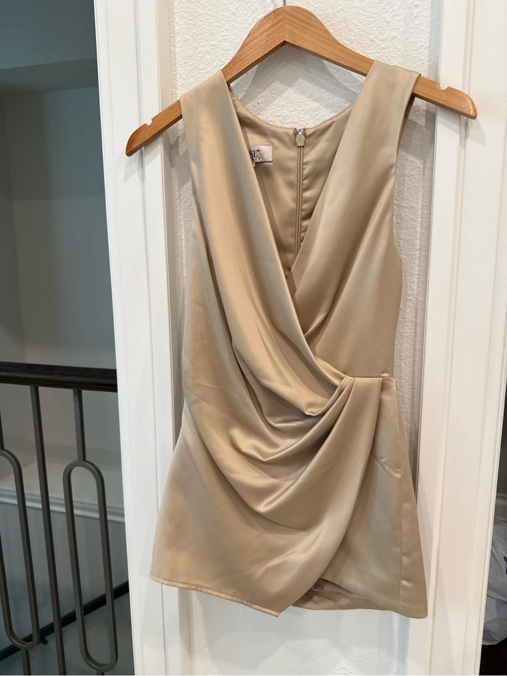 House of CB London Champagne Satin Draped Romper Size Small - Picture 2 of 5